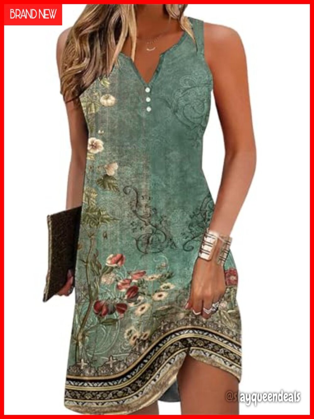 Summer Dresses for Women Beach Loose Casual A Line Dress Sleeveless V-Neck